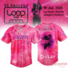 Ed Sheeran Loop Tour 2026 x Las Vegas Raiders pink baseball jersey with album artwork and Allegiant Stadium date