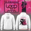 Ed Sheeran Loop Tour 2026 white hoodie front and back set with cassette chest logo and live graphic back print