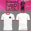 Ed Sheeran North American Loop Tour 2026 white ringer shirt front and back with red trim and Arizona chest badge