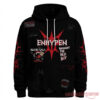Enhypen Blood Saga Tour 2026 Hoodie – black pullover front with red gothic Enhypen logo, Blood Saga World Tour graphics and signatures