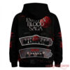 Enhypen Blood Saga Tour 2026 Hoodie – black back with blood moon castle graphic, member photo strips and member signatures