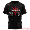 Enhypen Blood Saga World Tour 2026 T-Shirt – black front with red gothic Enhypen logo, Blood Saga World Tour graphics and signatures