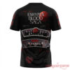 Enhypen Blood Saga World Tour 2026 T-Shirt – black back with blood moon castle graphic, member photo strips and all member signatures