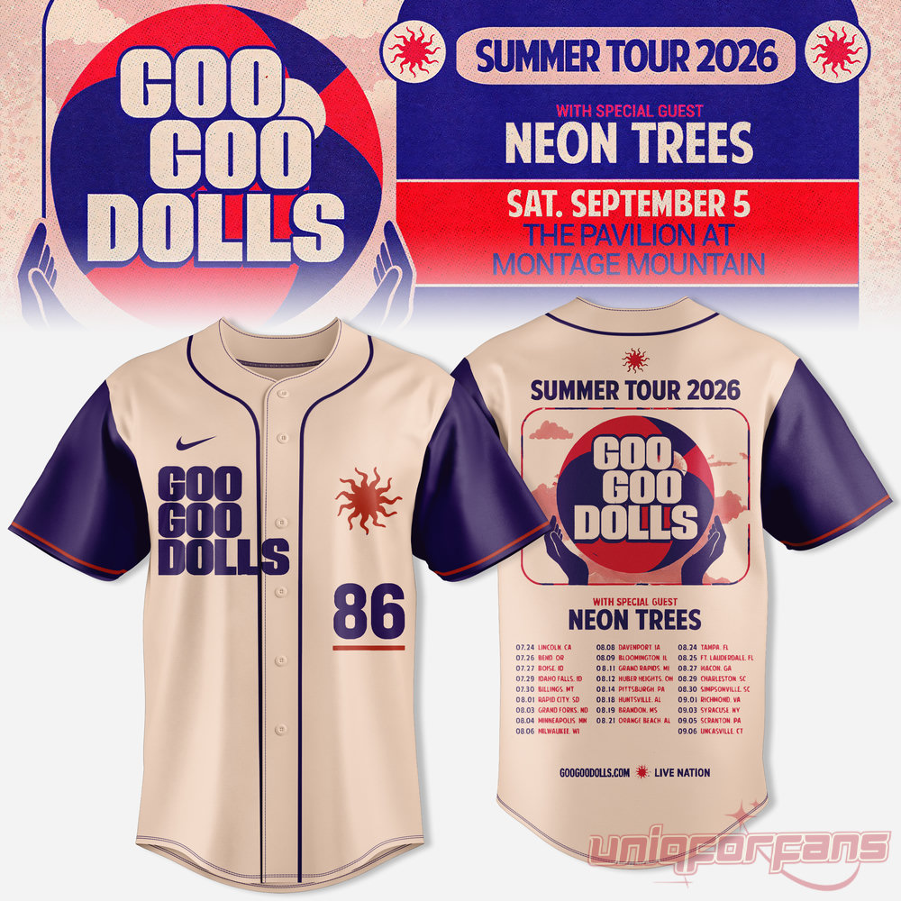 Goo Goo Dolls Summer 2026 Tour Limited Baseball Jersey Goo Goo Dolls Summer 2026 Tour Limited Baseball Jersey