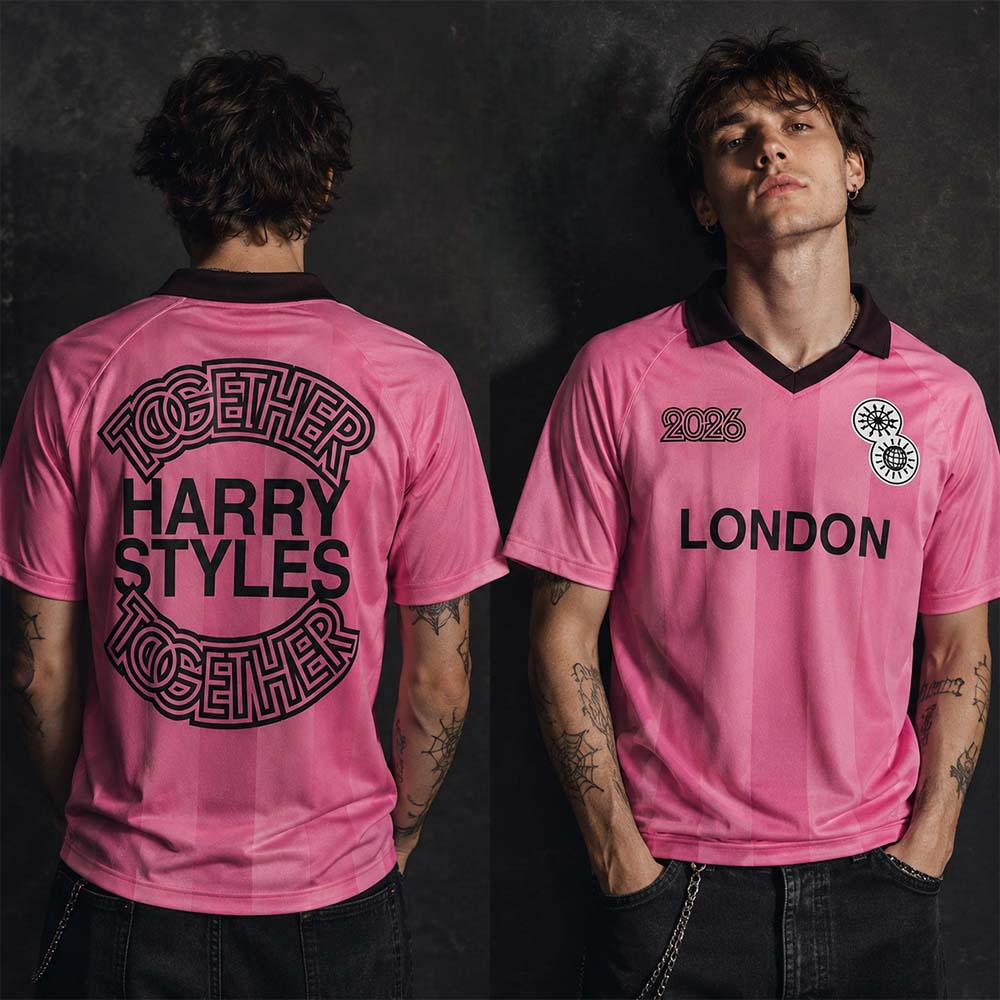 Harry Styles London UK 2026 At Wembley Stadium Pink Polo Football Jersey Harry Styles London UK 2026 At Wembley Stadium Pink Polo Football Jersey