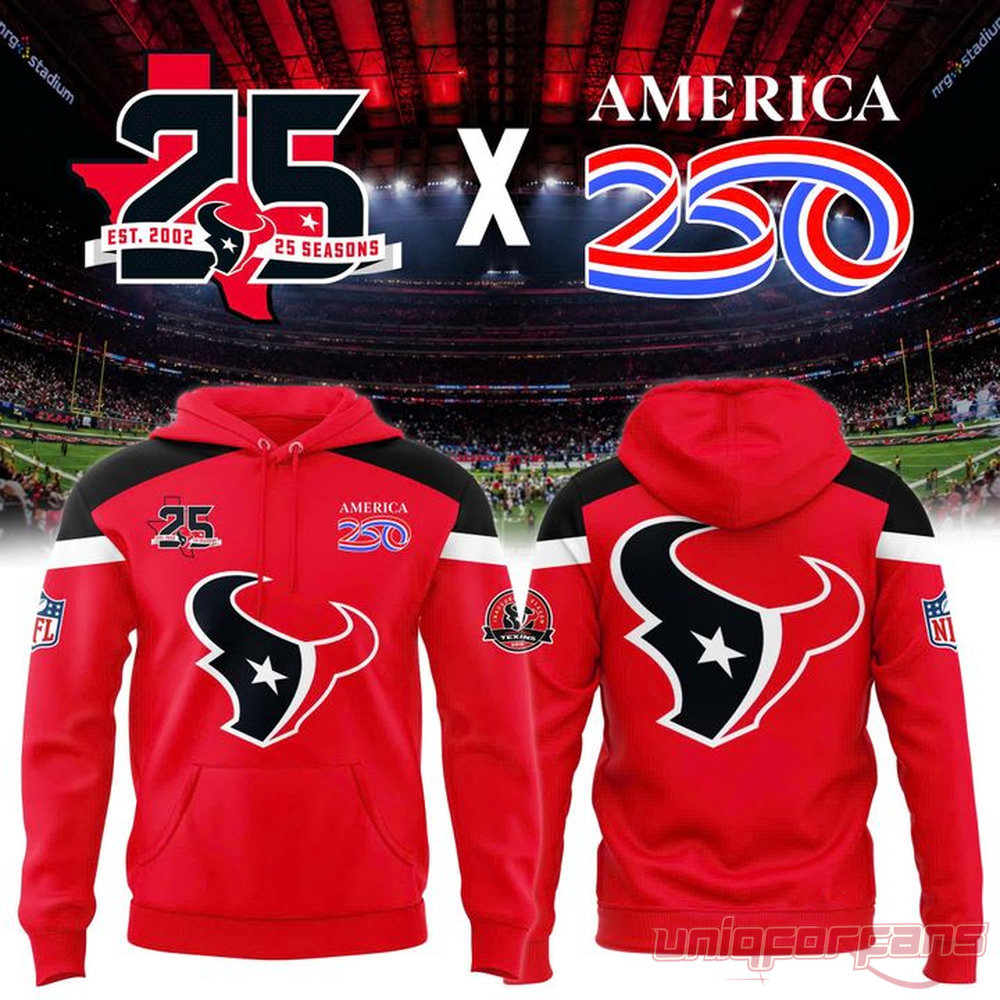 Houston Texans 25 Seasons x America 250 Red Two-Sided Graphic Pullover Houston Texans 25 Seasons x America 250 Red Two-Sided Graphic Pullover