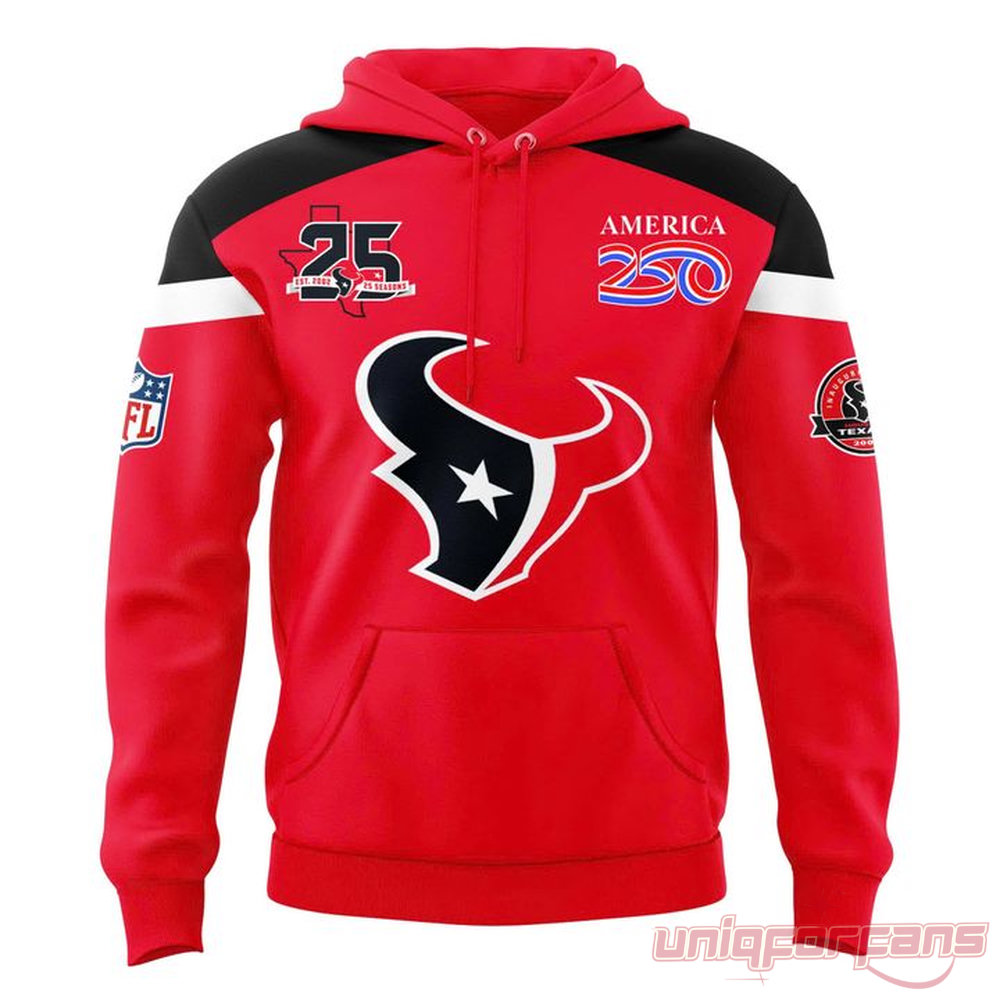 Houston Texans 25 Seasons x America 250 Red Two-Sided Graphic Pullover Houston Texans 25 Seasons x America 250 Red Two-Sided Graphic Pullover