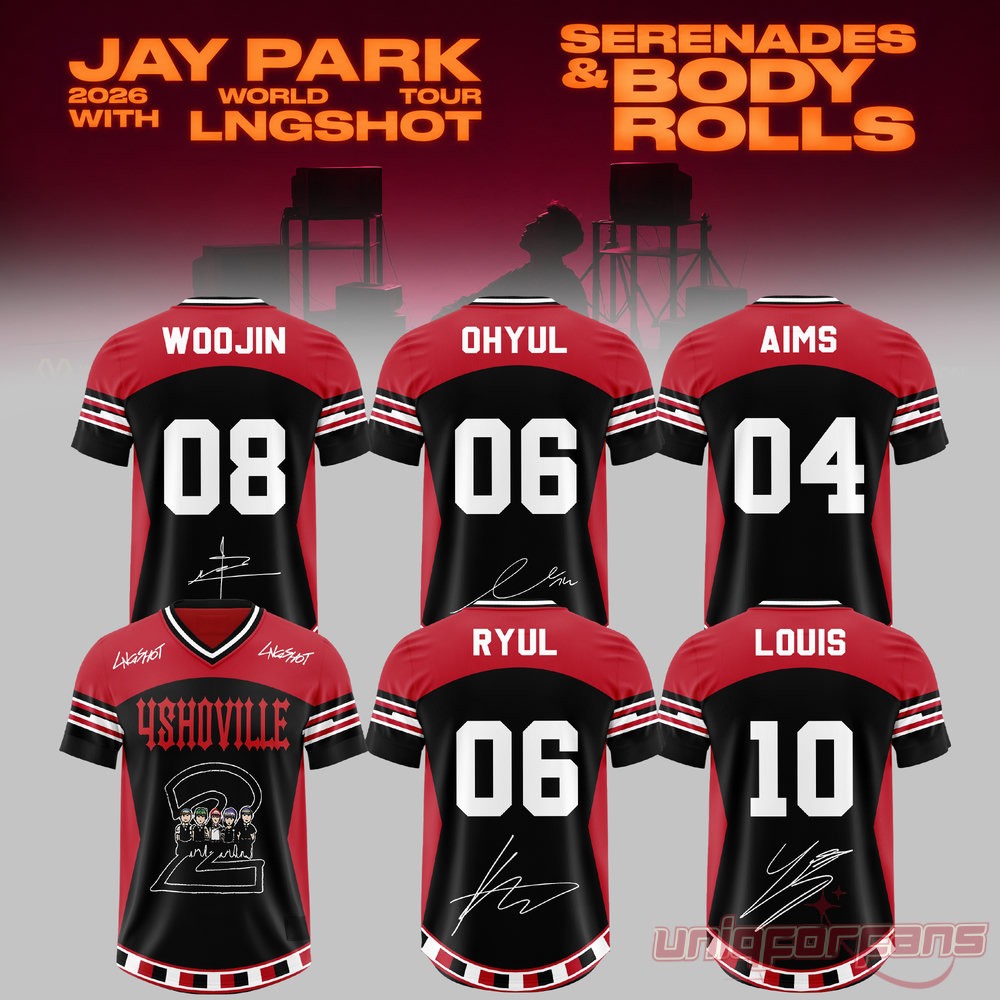 JAY PARK 2026 World Tour x LNGSHOT “Serenades & Body Rolls” Members Signature Football Jersey JAY PARK 2026 World Tour x LNGSHOT “Serenades & Body Rolls” Members Signature Football Jersey