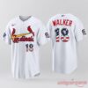 Jordan Walker St. Louis Cardinals 2026 All-Star Jersey in white with birds on bat, featuring red, white, and blue number 18