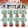 KATSEYE THE WILDWORD TOUR Exclusive Edition Jersey collection layout showing custom player names for every member