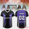KATSEYE THE WILDWORD TOUR Football Jersey - Special Edition, Manon number 02 purple and black soccer jersey front back