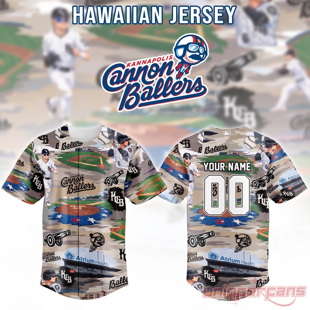 Kannapolis Cannon Ballers 2026 Summer Game Custom Edition Baseball Jersey Hawaiian pattern button-up front and back