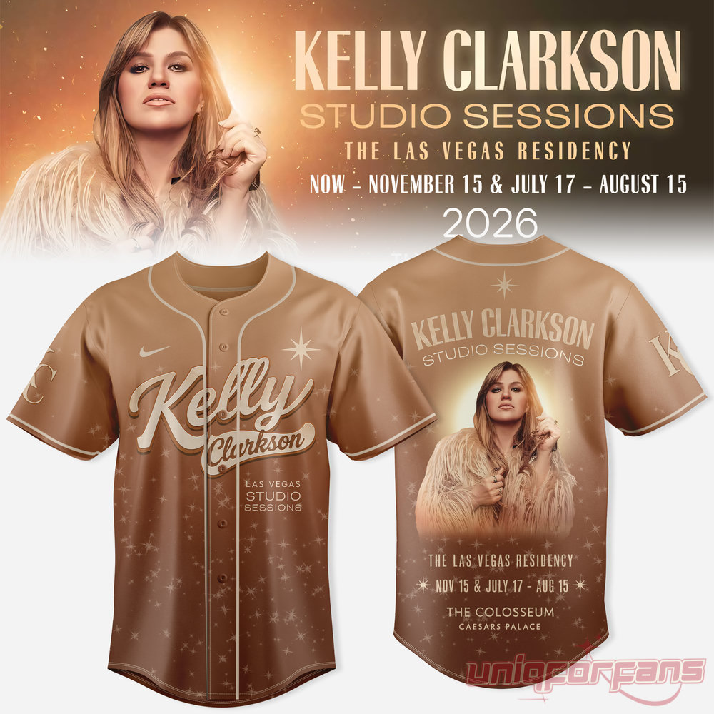Kelly Clarkson Studio Sessions The Las Vegas Residency 2026 Golden Era Baseball Jersey Kelly Clarkson Studio Sessions The Las Vegas Residency 2026 Golden Era Baseball Jersey