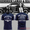 Kendrick Lamar SZA Grand National Tour T-Shirt – navy tee with Patriots helmet front and Gillette Stadium New England back