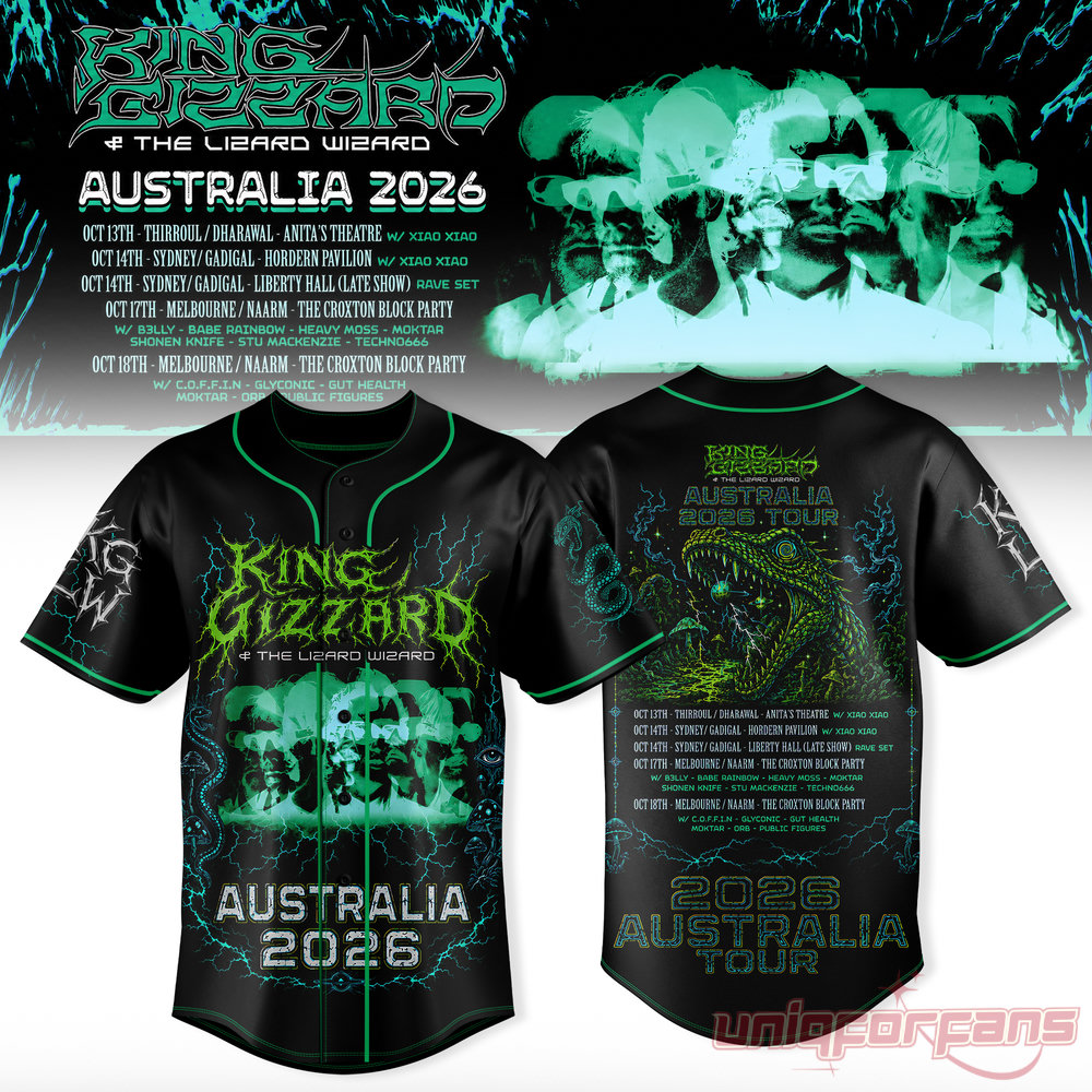 King Gizzard & The Lizard Wizard Australia Tour 2026 Jersey Collection King Gizzard & The Lizard Wizard Australia Tour 2026 Jersey Collection