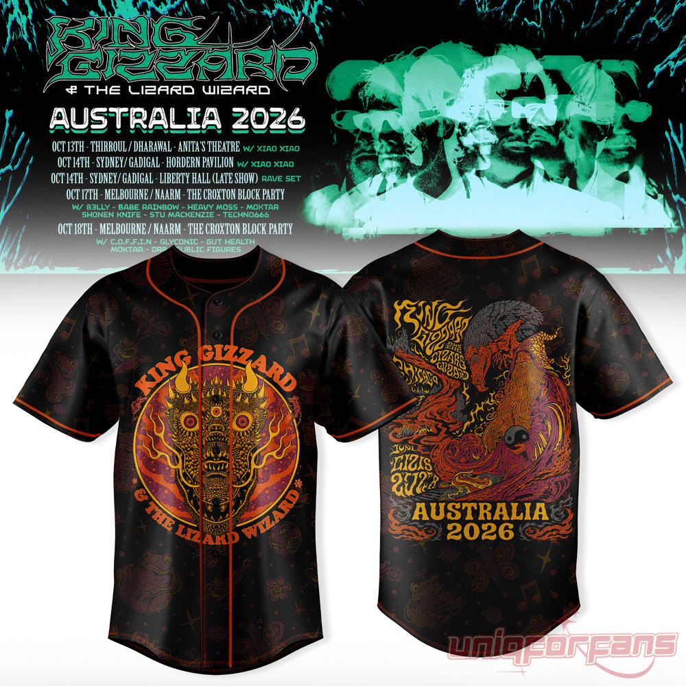 King Gizzard & The Lizard Wizard Australia Tour 2026 Jersey Collection King Gizzard & The Lizard Wizard Australia Tour 2026 Jersey Collection