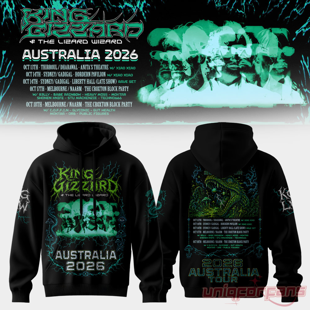 King Gizzard & The Lizard Wizard Tour in Australia 2026 Hoodie Collection King Gizzard & The Lizard Wizard Tour in Australia 2026 Hoodie Collection