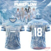 LE SSERAFIM Pureflow Tour football jersey mockups, featuring Kazuha's name, number 18, and signature on the back