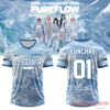 LE SSERAFIM Pureflow Tour football jersey mockups, featuring Eunchae's name, number 01, and signature on the back