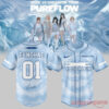 LE SSERAFIM Pureflow Tour baseball jersey mockups, featuring Eunchae's name, number 01, and signature on the back