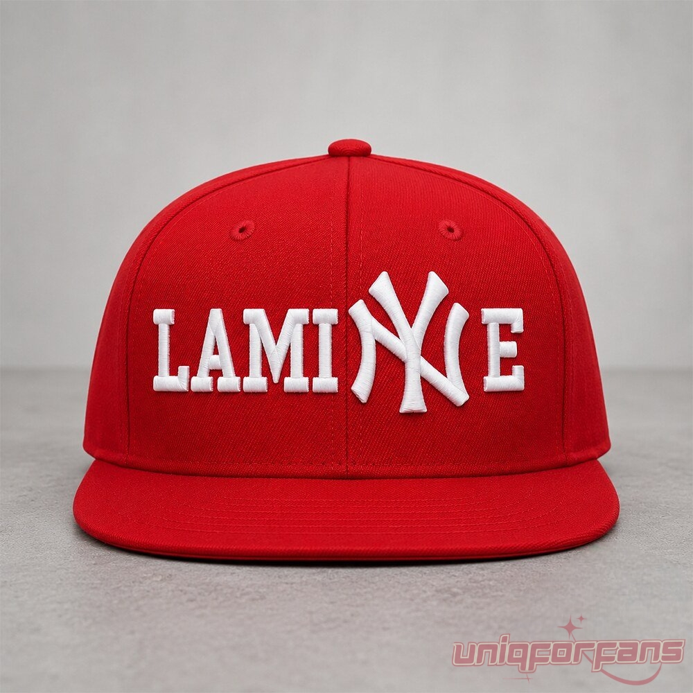 Lamine Yamal x NY Yankees At FIFA World Cup 2026 Campeones Del Mundo Champions Cap in red with white NY typography