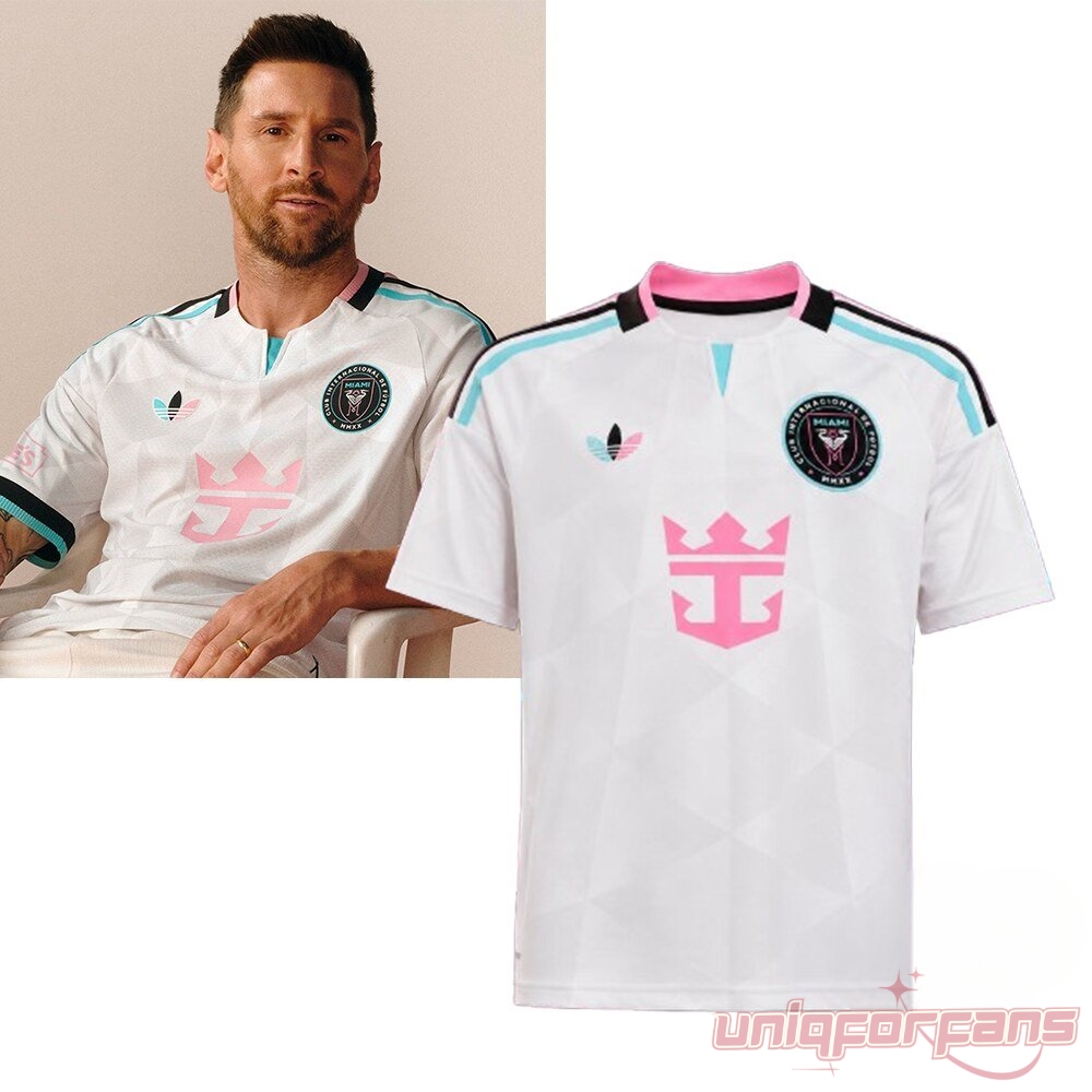 Lionel Messi Inter Miami CF 2026 Special Edition Jersey in white with pink logo modeled and as product view