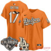 Los Angeles Dodgers Halloween 2026 Vapor Stitched Jersey, orange Ohtani 17 baseball jersey with ghost and bat graphics