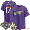 Los Angeles Dodgers Halloween 2026 Vapor Stitched Jersey, purple Ohtani 17 baseball jersey with ghost and bat graphics