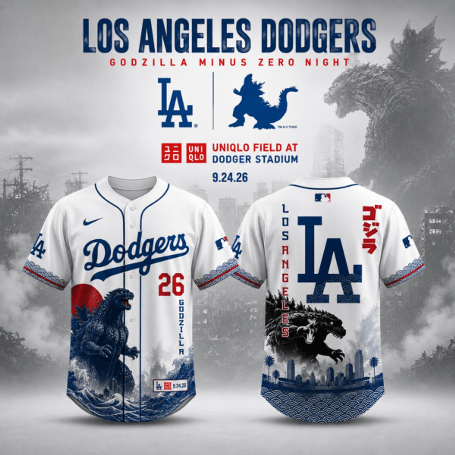 Los Angeles Dodgers x Godzilla Minus Zero Night 2026 Edition Jersey Los Angeles Dodgers x Godzilla Minus Zero Night 2026 Edition Jersey