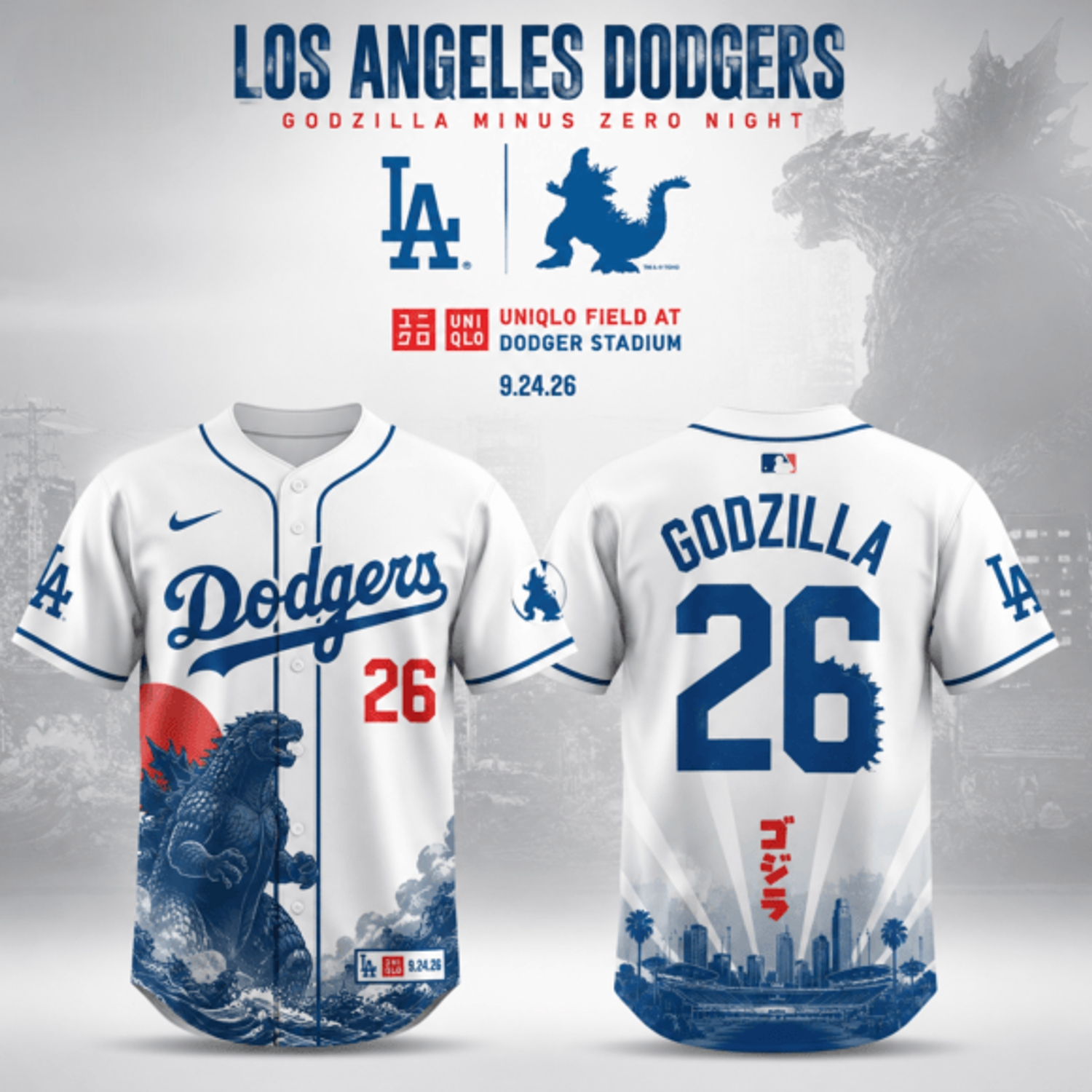 Los Angeles Dodgers x Godzilla Minus Zero Night 2026 Edition Jersey Los Angeles Dodgers x Godzilla Minus Zero Night 2026 Edition Jersey