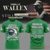 Morgan Wallen Philadelphia Eagles tour shirt front and back view in kelly green with 2026 tour schedule