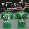 Morgan Wallen Philadelphia Eagles tour shirt kelly green back showing Eagles mascot playing guitar graphic