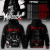 McKenzie 2.0 No Mercy Tour hoodie, black streetwear pullover featuring a front group photo and a back tracklist