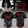 McKenzie 2.0 No Mercy Tour jersey, black baseball shirt featuring a front group graphic and a printed back tracklist