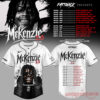 McKenzie 2.0 No Mercy Tour jersey in white, featuring a front artist portrait and a full list of tour dates on the back