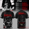 McKenzie 2.0 No Mercy Tour tee, black graphic t-shirt with a front group portrait and a song tracklist on the back