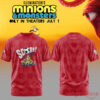 Minions X World Cup Limited T-Shirt: red honeycomb shirt front and back views with soccer score graphic