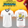 Minions X World Cup Limited V-Neck Jersey, white soccer shirt with two Minions playing soccer and 