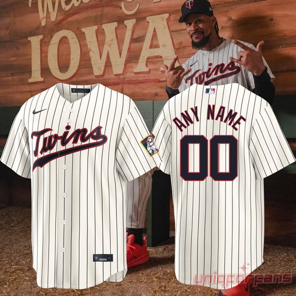 Minnesota Twins Field of Dreams 2026 baseball jersey custom edition set displaying front and back with pinstripes