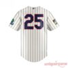 Minnesota Twins Field of Dreams 2026 Jersey – cream pinstripe back with bold navy number 25 and Field of Dreams sleeve patch