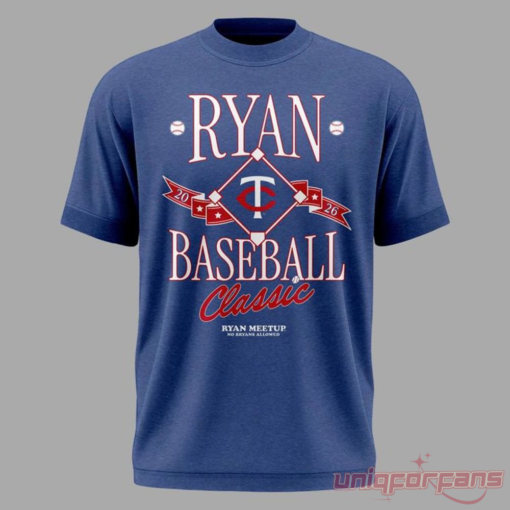Minnesota Twins Ryan Baseball Classic Limited T-Shirt – navy blue front with Twins diamond logo and Ryan Baseball Classic 2026