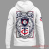 Back view of the white Minnesota Twins x Ludacris hoodie, featuring a large Target Field concert logo illustration