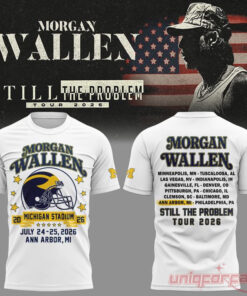 Morgan Wallen x Michigan Wolverines Still The Problem Tour 2026 White T-Shirt Morgan Wallen x Michigan Wolverines Still The Problem Tour 2026 White T-Shirt