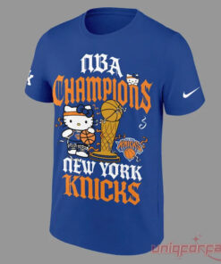 NY Knicks 2026 NBA Finals Champs Hello Kitty Blue T-Shirt