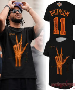 NYK Jalen Brunson 11 Signatures Print X-Ray Black T-Shirt