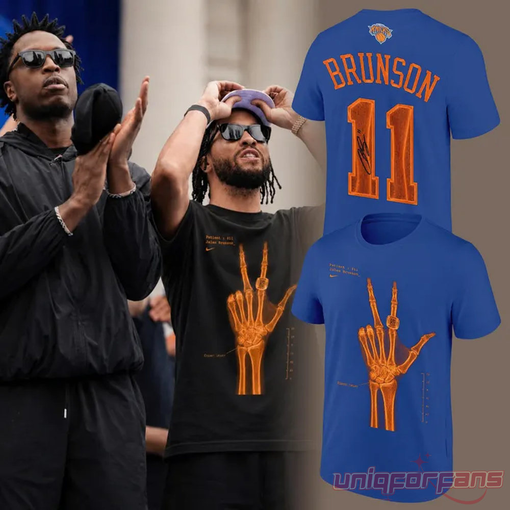 NYK Jalen Brunson Signatures Print X-Ray Blue Edition T-Shirt NYK Jalen Brunson Signatures Print X-Ray Blue Edition T-Shirt