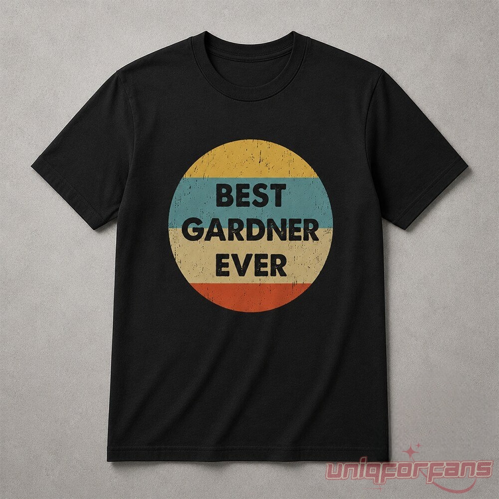 Nathan Fillion At SDCC 2026 Best Gardener Ever Shirt displayed on a black graphic tee against a textured grey background
