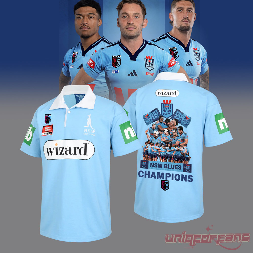New South Wales Blues 2026 State Of Origin Champions Rugby Polo Shirt New South Wales Blues 2026 State Of Origin Champions Rugby Polo Shirt
