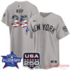 New York Yankees All-Star Game 2026 MVP Edition Jersey in grey road style featuring USA 250 sleeve patches & MVP 35 back