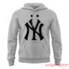 New York Yankees x Jay-Z Fear Of God Hoodie front in grey, featuring the stylized black NY logo with two dots